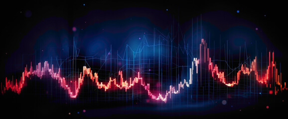 Animated stock market graph pulsing with the highs and lows of financial activity, resembling a dynamic heartbeat. - obrazy, fototapety, plakaty