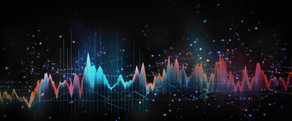 Animated stock market graph pulsing with the highs and lows of financial activity, resembling a dynamic heartbeat. - obrazy, fototapety, plakaty