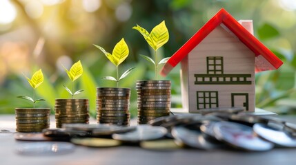 An upward trend in the housing market indicates significant financial gains from rental income or real estate investments, symbolizing a booming property sector. - obrazy, fototapety, plakaty