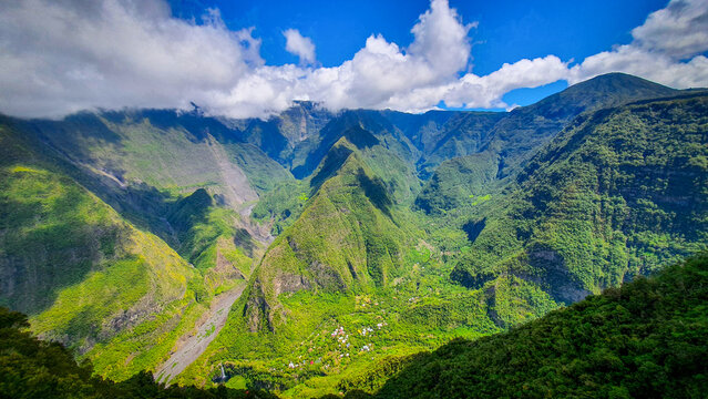 View of the Grand Bassin village from the Belvedere de Bois Court - Reunion Island