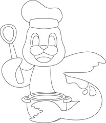 Seal Chef Cooking pot Animal Vector Graphic Art Illustration