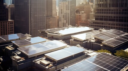 solar panels on the rooftops,Solar panels in modern cities, environment and energy