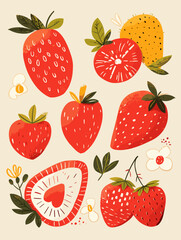 seamless background with strawberries
