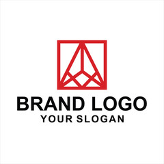 Red frame abstract logo vector