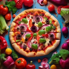pizza with tomatoes and olives