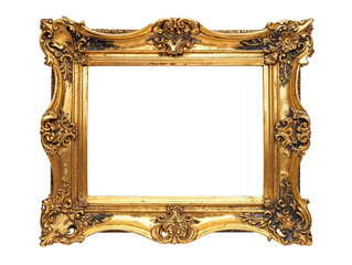 Elegant Golden Frame on White with a Transparent Background