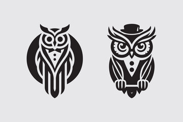 Naklejka premium editable owl face simple logo