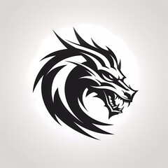 black and white vector logo of a dragon head wearing a crown, on a minimalist background. generative ai