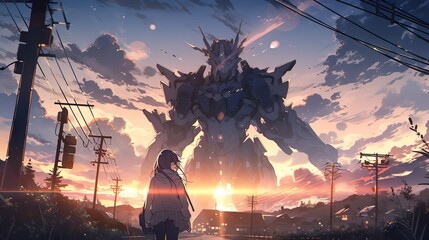 Abandoned towns in a post-apocalyptic world - a daytime scene with lens flares and dramatic lighting, illustrated in the style of a anime poster