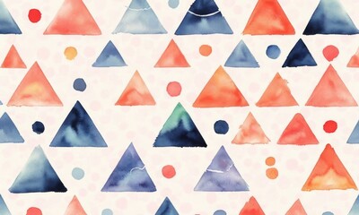An artistic display of watercolor triangles interspersed with dots creates a playful and creative pattern. The watercolor effect adds a handcrafted feel to the digital design, making it unique and