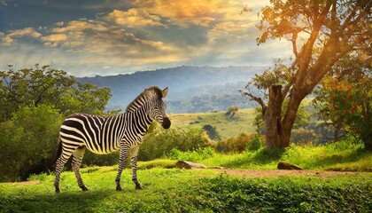 A beautiful zebra in natural environment, animal wildlife, horse like