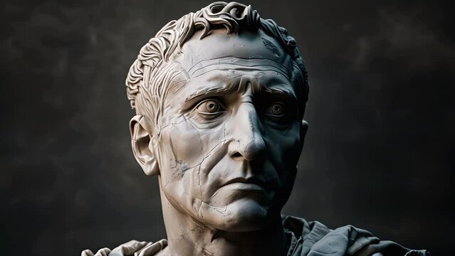 Close up of a statue of Gaius Julius Caesar, the Roman general and statesman