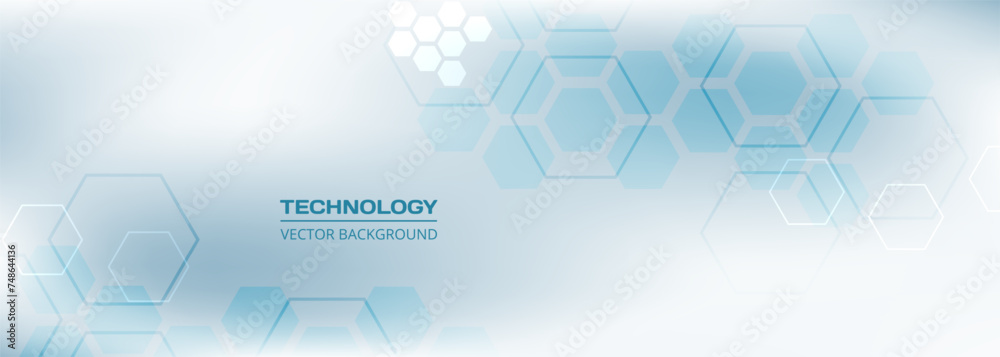 Canvas Prints hexagonal abstract light blue technology background with blue and white hexagon shapes and honeycomb