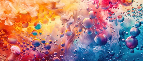 Abstract color mix , color drops in water , drop of Ink color mix paint falling on water Colorful ink in water, - obrazy, fototapety, plakaty