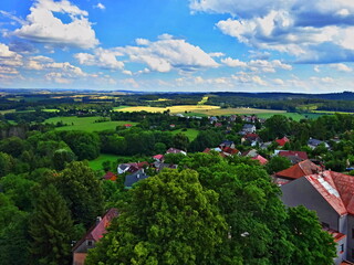 Czechia - view from Lipnice Castle to the town of Lipnice nad Sázavou