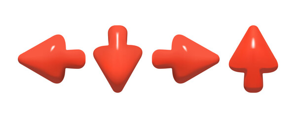 Arrows in 3d style. A set of glossy arrows pointing in different directions.
