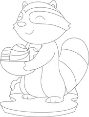 Racoon Easter Easter eggs Animal Vector Graphic Art Illustration
