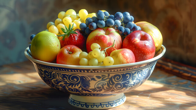 fruit salad in a bowl HD 8K wallpaper Stock Photographic Image