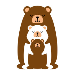 Bear Family symbol. Sign of love and family. Bears hug each other - 748646766