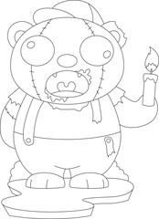 Bear Halloween Zombie Candle Animal Vector Graphic Art Illustration