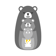 Bear Family symbol. Sign of love and family. Bears hug each other