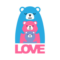 Bear Family symbol. Sign of love and family. Bears hug each other