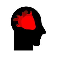 Heart in head icon. Sign of person in love. Thinking with heart symbo - 748647549