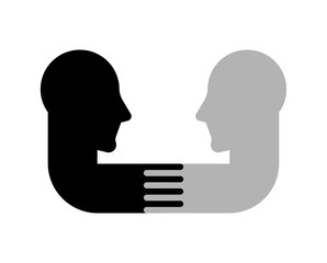 Friendship sign. Two heads and handshake. Concept association icon. - 748647560