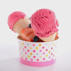 ice cream cone with berries