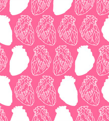 Anatomical heart hand drawing Pattern seamless - 748647715