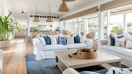 A Sydney-inspired coastal craftsman residence, with a private beach access and nautical-themed decor - obrazy, fototapety, plakaty
