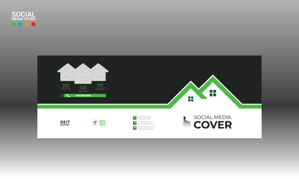 social media cover for home and building company use - Powered by Adobe