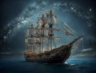 Rolgordijnen ship in the sea © Andres