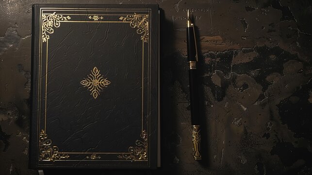 _Black_background_top_view_of_a_tarot_themed_notebook