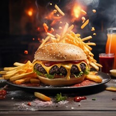 burger and fries