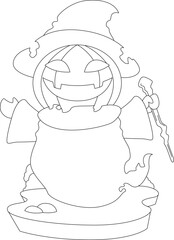 Witch Halloween Pumpkin Vector Graphic Art Illustration