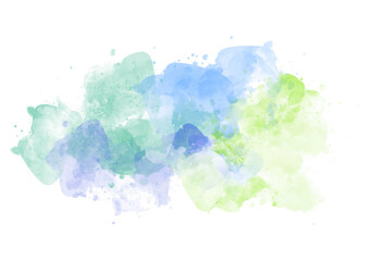 Abstract hand painted blue and green watercolour splatter design - 748649598