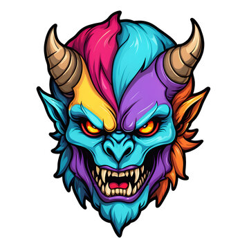 demon beast cartoon vector illustration. colorful concept