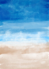 Hand painted watercolour abstract beach landscape background