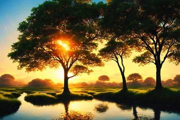 Foto op Canvas Spiritual Nature at Sunset (JPG 300Dpi 10800x7200) © CreativityMultiverse