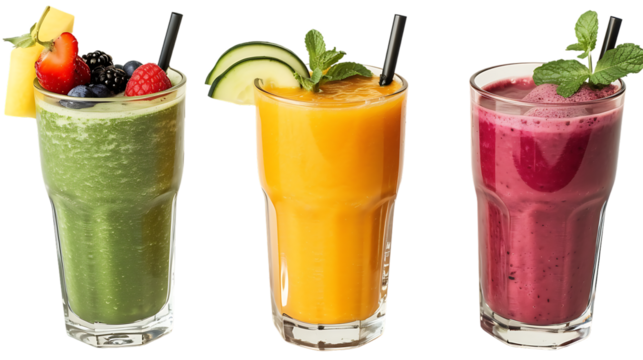 glasses of fresh smoothie on transparent background  - Powered by Adobe