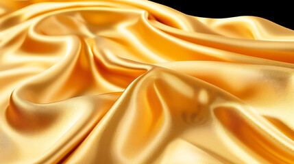 Fototapeta premium Golden luxury fabric isolated on transparent background