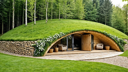 Underground Earth Shelter,home,house, architecture,Generative AI