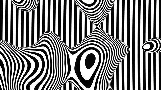 Optical illusion black and white with zig zag lines, in the style of creased crinkled wrinkled. Black and white monochrome