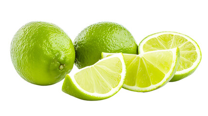 Limes with slices isolated on transparent background 