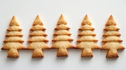 Christmas tree shaped cookies on white background.
