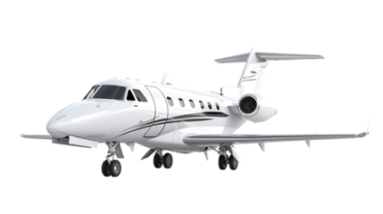 Modern corporate business jet isolated on transparent background