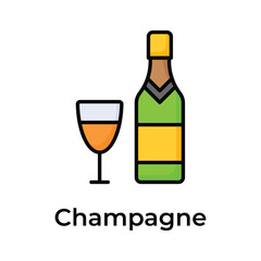 A bottle of champagne with glass, party celebration vector design