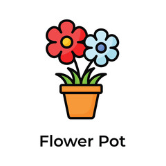 Creatively crafted flowers pot in trendy style, unique style vector