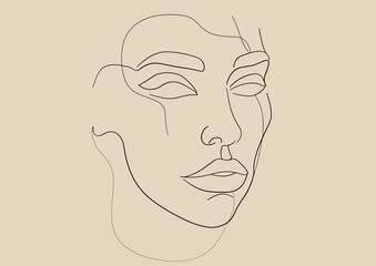 Abstract one line face. Trendy minimalism art. Contemp